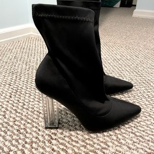 WORN ONCE BEAUTIFUL BOOTIES WITH BEAUTIFUL CLEAR HEEL